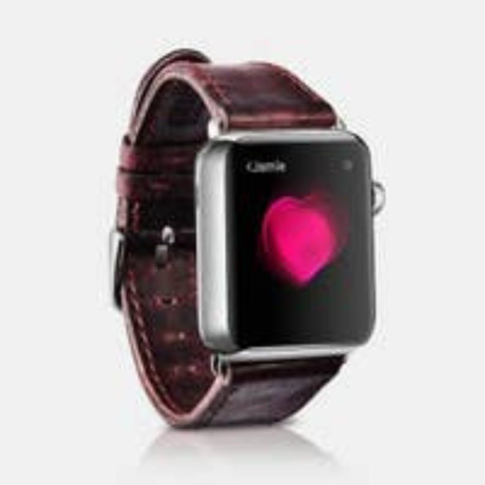 Wine Red Genuine Premium Cowhide Leather Watch Band for Apple Watch